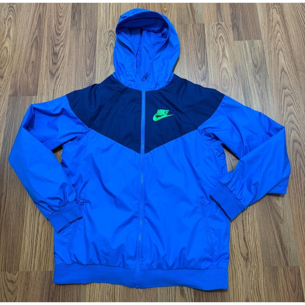 Nike Windrunner Jacket Boys Extra Large Hooded Windbreaker Blue Full Zip